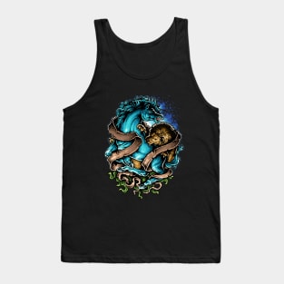 lion versus horse illustration Tank Top